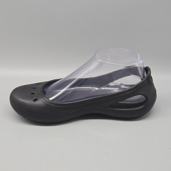 Crocs Mary Jane Kadee Size 7 Black Slip On Rubber Ballet Flats Shoes - Picture 8 of 11